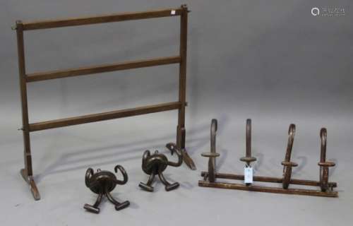 An early 20th century bentwood coat hook, width 62cm, together with a pair of bentwood coat hooks