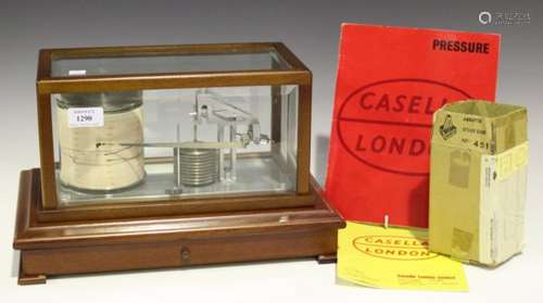 A late 20th century mahogany cased barograph by Casella of London, the bevelled five-glass cover