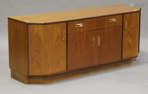 A mid/late 20th century G-Plan 'Fresco' range teak sideboard, the canted rectangular top above