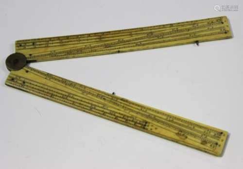 A late 18th/early 19th century ivory folding sector rule, length 30.5cm.Buyer’s Premium 29.4% (