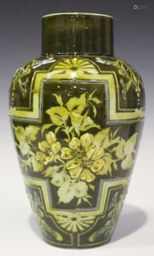 A Doulton Lambeth pâte-sur-pâte stoneware vase, circa 1883, decorated by Eliza Simmance,