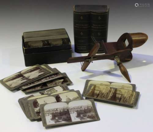 A collection of stereoscopic viewing cards, including a boxed set of 'Around the World' by Underwood