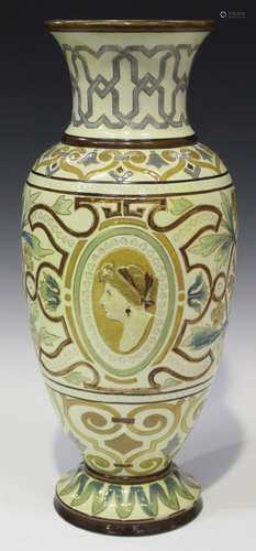 A Doulton Lambeth stoneware vase, circa 1885, decorated by William Parker, monogrammed, the tapering