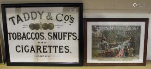 An early 20th century 'Taddy & Co's Tobaccos, Snuffs and Cigarettes' printed advertising board, 39cm