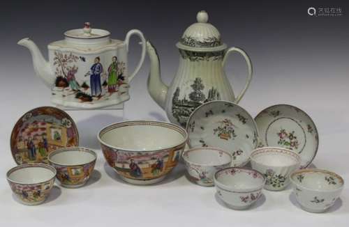 A small group of New Hall porcelain, circa 1790-1805, including a slop bowl, two tea bowls and a