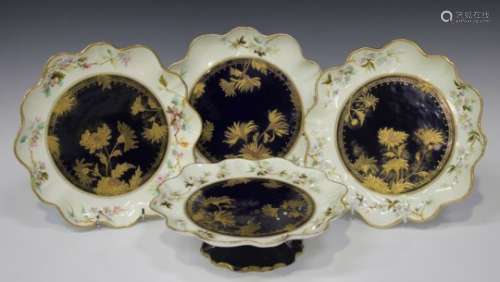 An Aynsley China Aesthetic period part dessert service, second half 19th century, decorated with