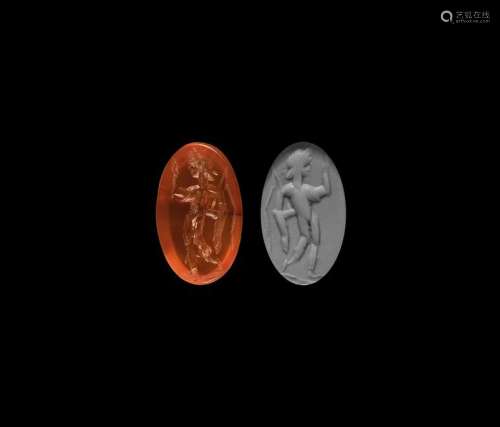 Roman Intaglio Gemstone with Standing Mercury