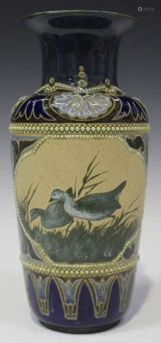 A Doulton Lambeth stoneware vase, late 19th/early 20th century, decorated by Florence Barlow,