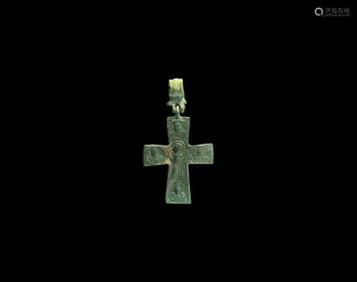 Byzantine Cross Pendant with Saints
