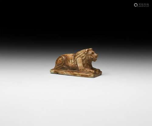 Western Asiatic Bone Crouching Lion Figure