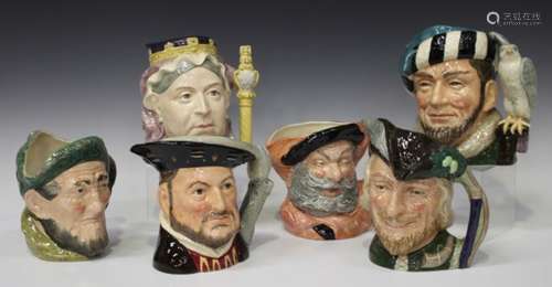 Six large Royal Doulton character jugs, comprising Falstaff, D6287, The Falconer, D6533, Auld Mac,