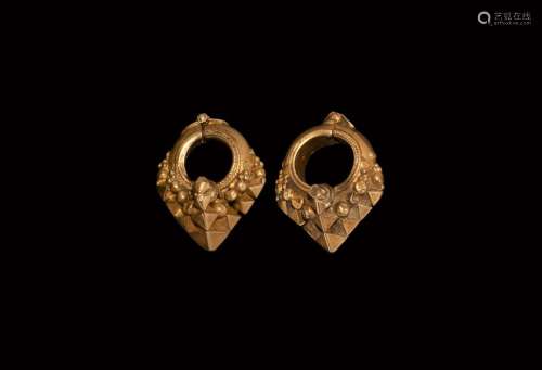 Western Asiatic Gold Earring Pair