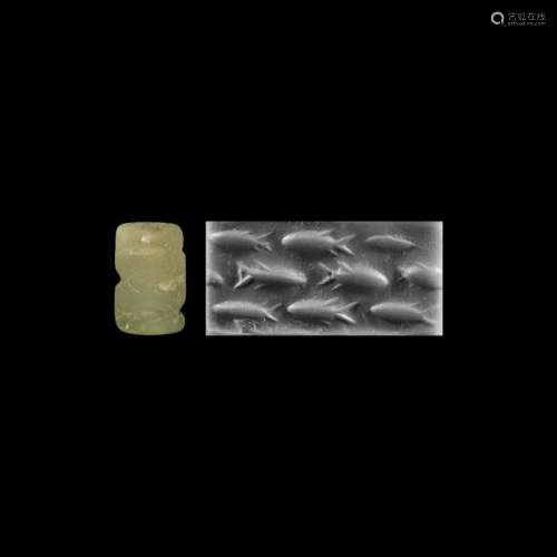Western Asiatic Cylinder Seal with Fishes