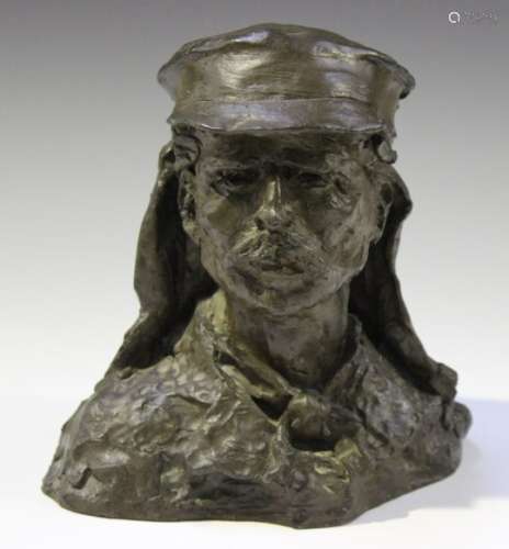 After Oloff de Wet - a bronzed cast resin head and shoulders portrait bust of Dr Livingstone,