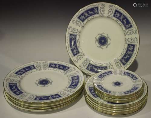 A Coalport bone china 'Revelry' pattern part service, comprising six dinner, dessert and tea plates,