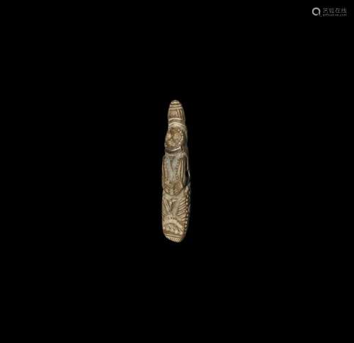 Neolithic Pendant Idol with Gold Inserts