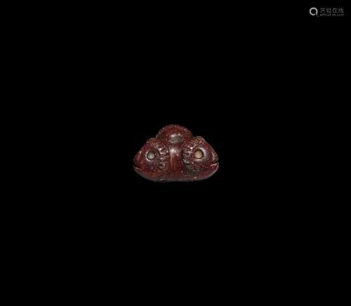 Western Asiatic Red Jasper Bead with Faces