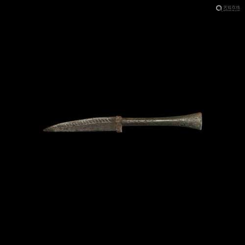 Viking Silver Inlaid Knife with Decorated Handle