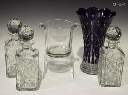 A mixed group of decorative and table glassware, 20th century, including a 'Moët & Chandon' engraved