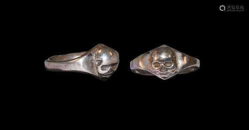 Post Medieval Silver Skull Ring
