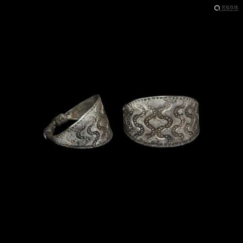 Viking Silver Ring with Stamped Decoration