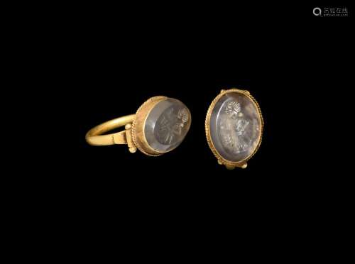 Post Medieval Gold Ring with Figural Gemstone