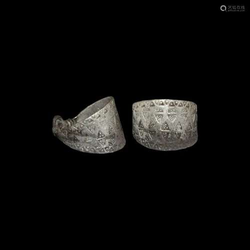 Viking Silver Ring with Stamped Decoration