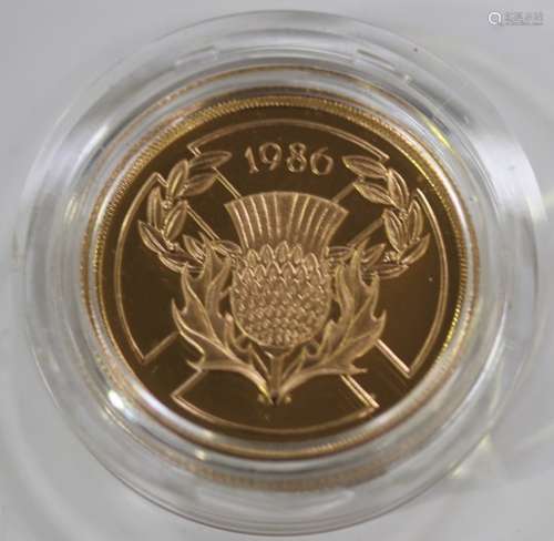 An Elizabeth II gold proof two pounds 1986, cased.Buyer’s Premium 29.4% (including VAT @ 20%) of the