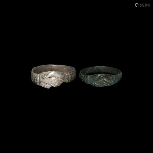 Post Medieval Clasped Hands Rings