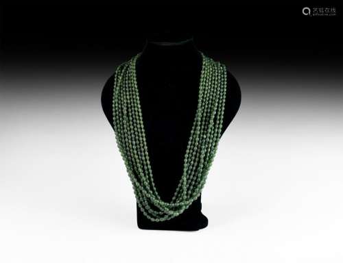 Green Glass Bead Necklace String Group