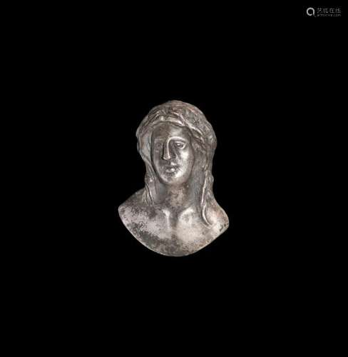 Post Medieval Silver Male Head Mount