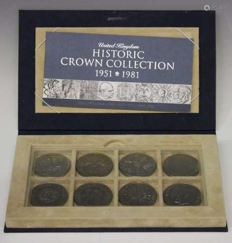 A collection of commemorative coins, including a United Kingdom Historic Crown Collection 1951-