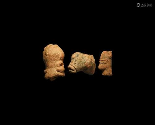 Pre-Columbian Terracotta Head Group