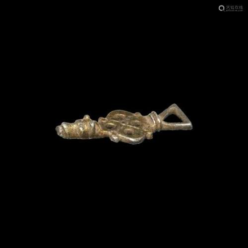 Medieval Gilt Silver Beast-Headed Strap End