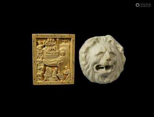 Reproduction Lion Mask and Nativity Panel