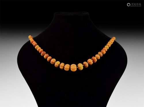 Post-Medieval Melon Glass Bead Necklace