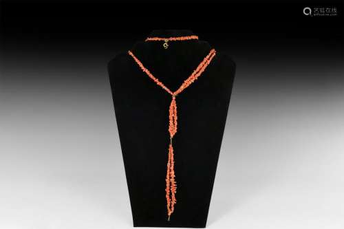 Coral Multi-Strand Bead Necklace