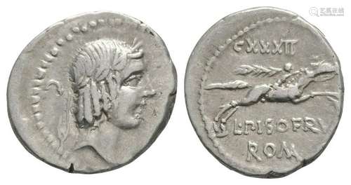 L. Calpurnius Piso Frugi - Horseman Denarius