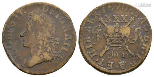 Ireland - James II - May 1690 - Gunmoney Halfcrown