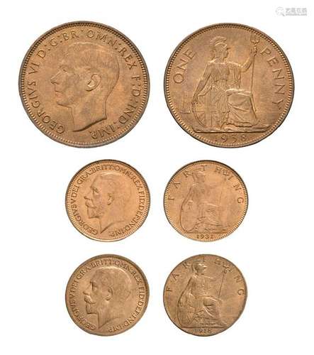 George V - VI - 1918/1931/1938 - Farthings & Penny