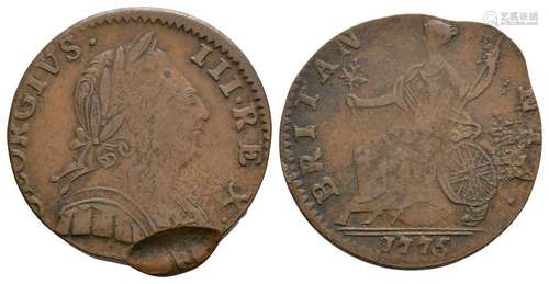 George III - 1775 - Counterfeit Part Brockage 1/2d