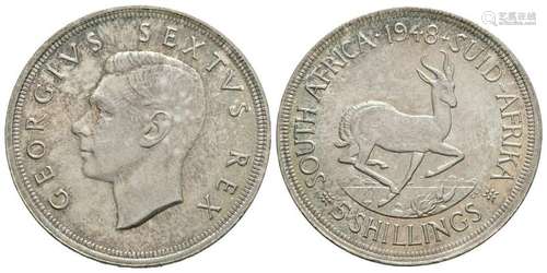 South Africa - George VI - 1948 - Silver 5 Shillings