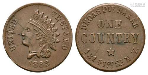 USA - Civil War - New York - Broas Pie Token Cent