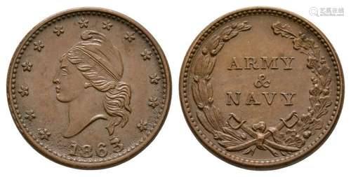 USA - Army & Navy - 1863 - Civil War Token Cent