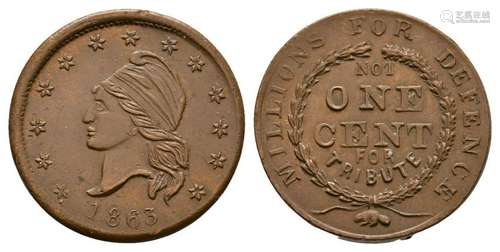 USA - Not One Cent - 1863 - Civil War Token Cent