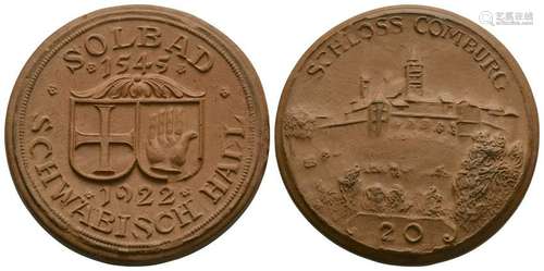 Germany - 1922 - Ceramic 20 Marks Token