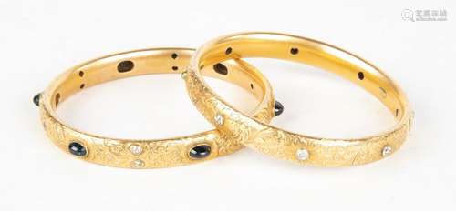 Two Gold Bangle Bracelets