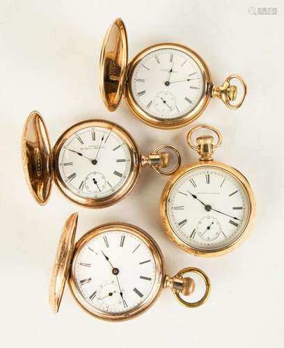 Four Vintage Gold Plated Pocket Watches