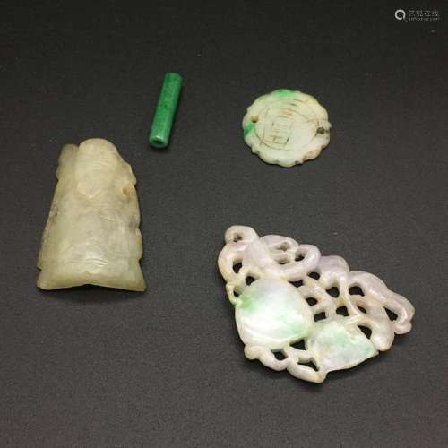 CHINESE GROUP OF 4 JADEITE PIECES