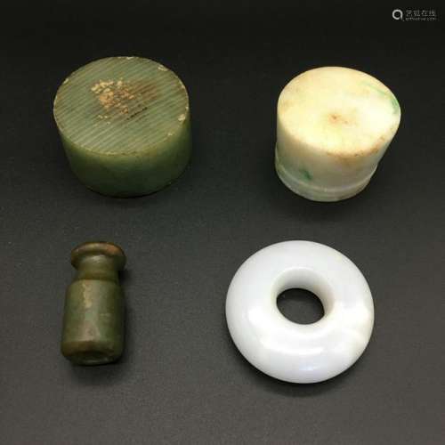 CHINESE GROUP OF 4 JADEITE PIECES